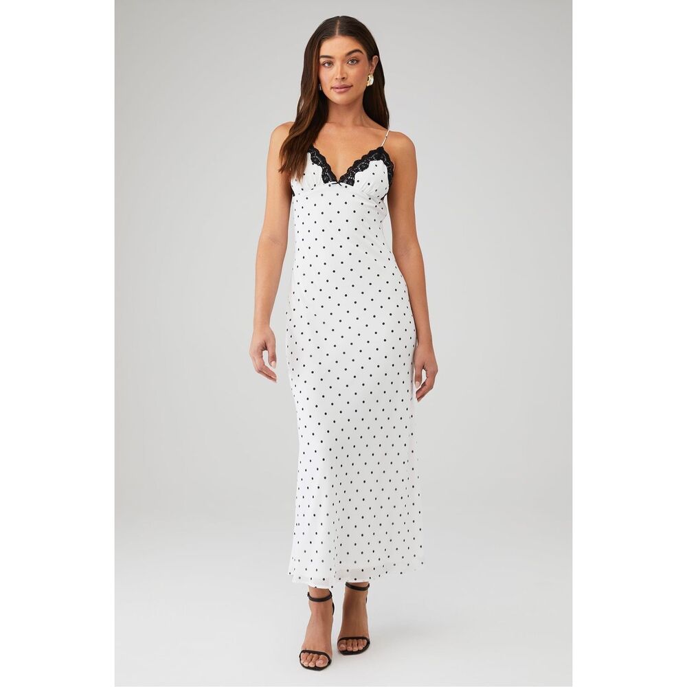 Elegant Black and White Polka Dot Maxi Dress